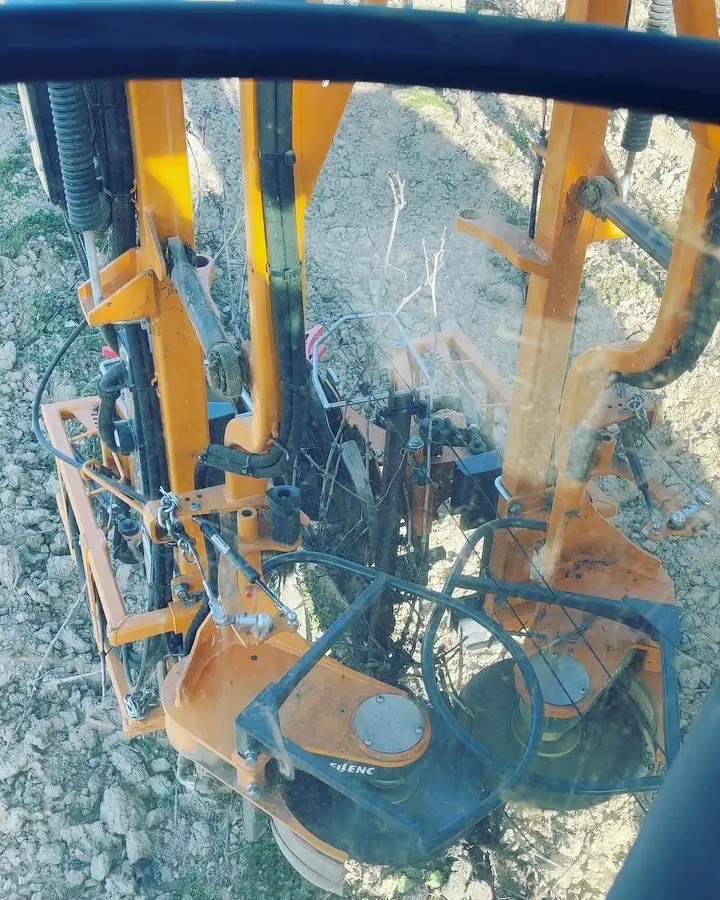 Outil de taille rase au travail sur une souche