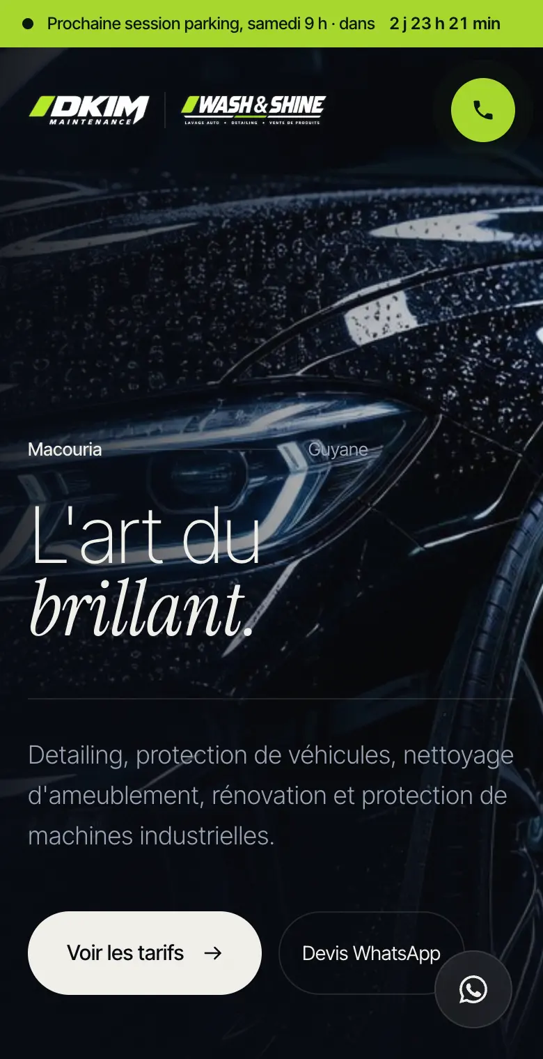 Site DKIM Maintenance · Wash & Shine, version mobile
