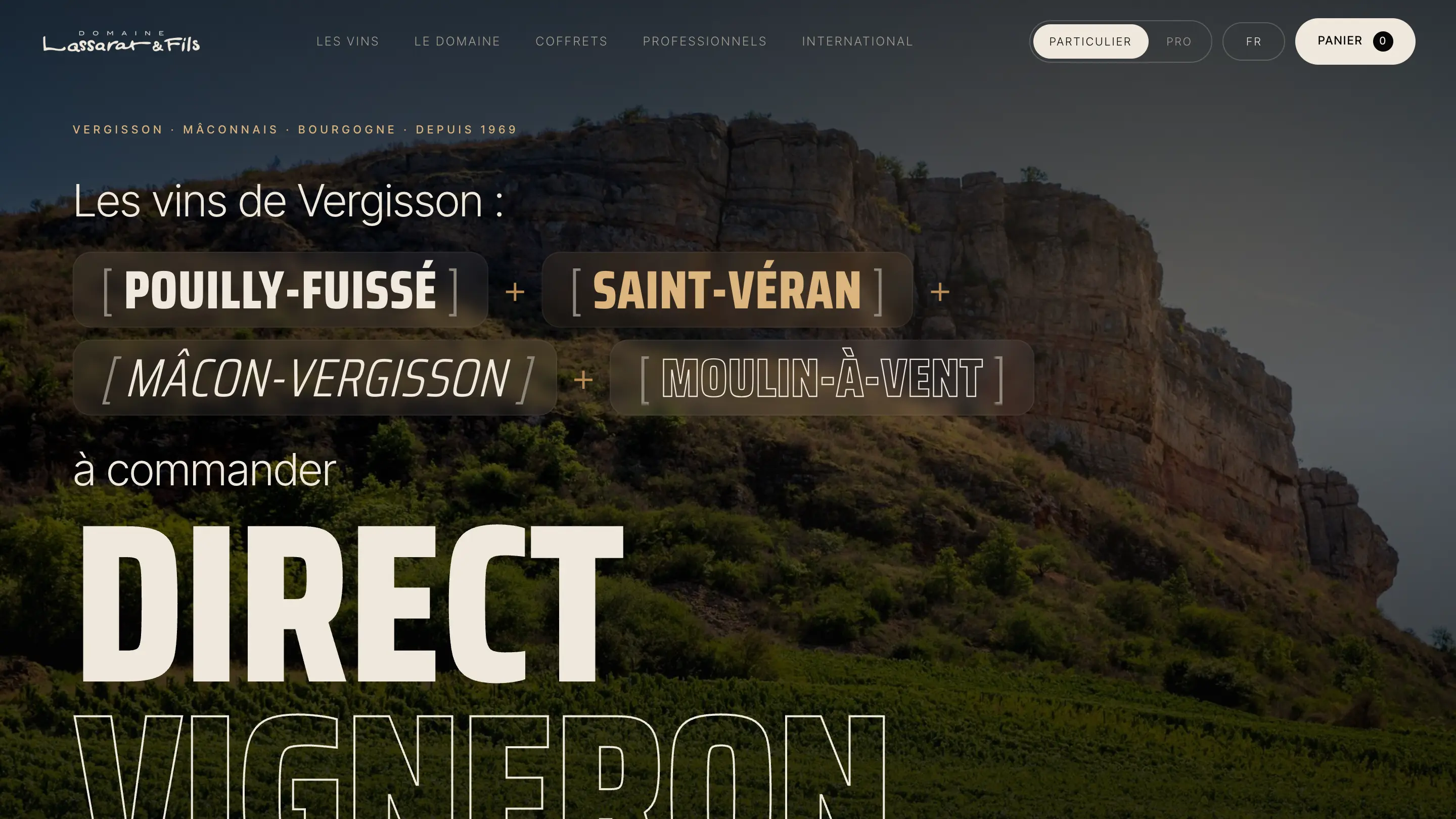 Site Domaine Lassarat, version ordinateur